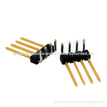 Pin Header, 2.54mm Single Row 2~40 Pins Right Angle Dip Type Profile H=2.54mm